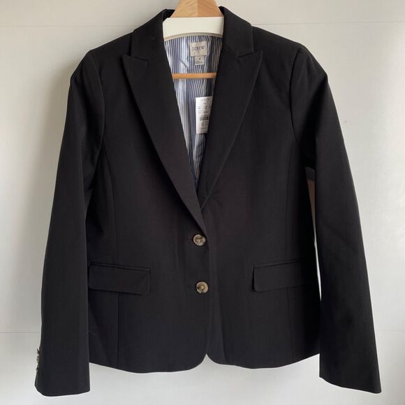 J. Crew Jackets & Blazers - J Crew Womens Cotton Single Breasted Blazer Size 4 Black Classic Career Nwt